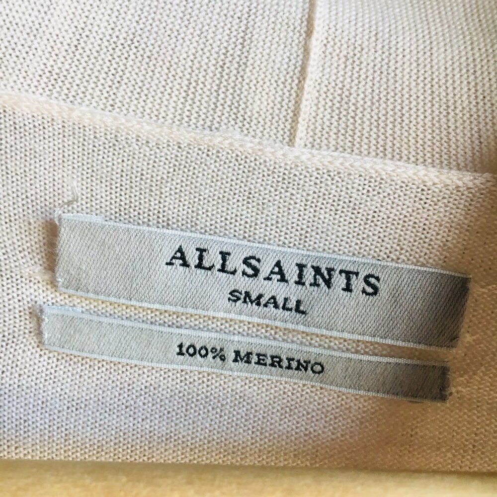 NWOT All Saints Drina Merino Wool Cardigan Asymmetrical Ribbed Sleeves S - Picture 5 of 16